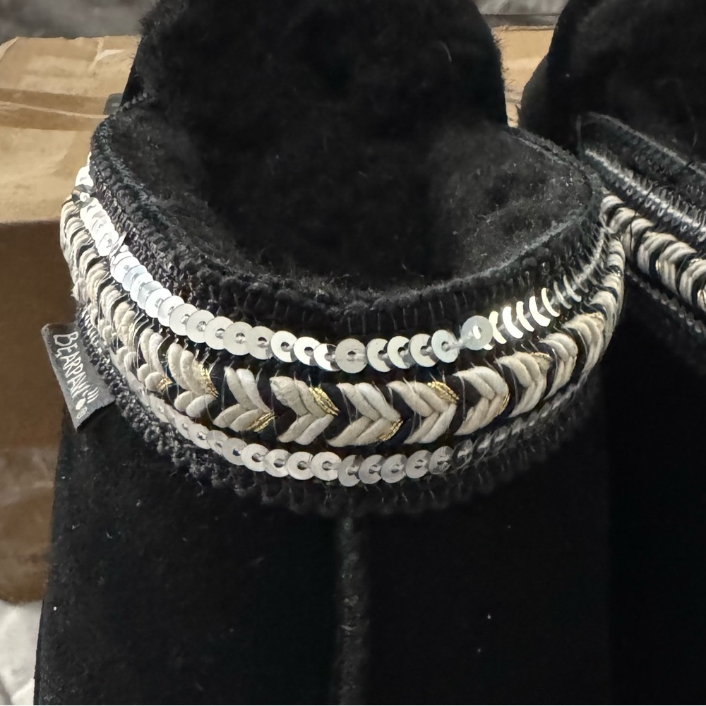 BEARPAW Black Soft with Siver Sequin Embellished Trim - Picture 5 of 10
